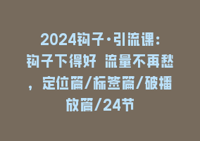 2024钩子·引流课：钩子下得好 流量不再愁，定位篇/标签篇/破播放篇/24节868网课-868网课系统868网课系统