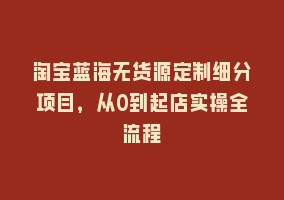 淘宝蓝海无货源定制细分项目，从0到起店实操全流程868网课-868网课系统868网课系统