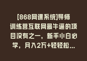 [868网课系统]导师训练营互联网最牛逼的项目没有之一，新手小白必学，月入2万+轻轻松…868网课-868网课系统868网课系统