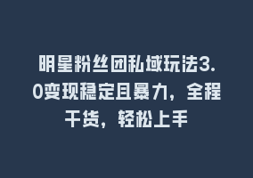 明星粉丝团私域玩法3.0变现稳定且暴力，全程干货，轻松上手868网课-868网课系统868网课系统