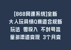 [868网课系统]全新大人玩具情Q赛道合规新玩法 零投入 不封号流量多渠道变现 3个月变现20W868网课-868网课系统868网课系统