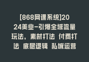 [868网课系统]2024美业-引爆全域流量玩法，素材打法 付费打法 底层逻辑 私城运营等(31节)868网课-868网课系统868网课系统