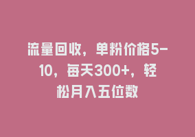 流量回收，单粉价格5-10，每天300+，轻松月入五位数868网课-868网课系统868网课系统