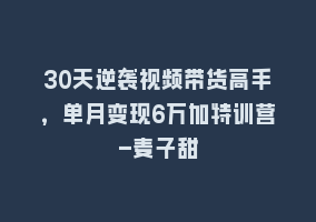 30天逆袭视频带货高手，单月变现6万加特训营-麦子甜868网课-868网课系统868网课系统