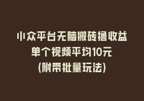 小众平台无脑搬砖撸收益 单个视频平均10元 (附带批量玩法)868网课-868网课系统868网课系统