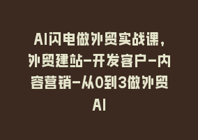 AI闪电做外贸实战课，外贸建站-开发客户-内容营销-从0到3做外贸AI868网课-868网课系统868网课系统