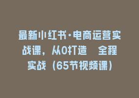 最新小红书·电商运营实战课，从0打造  全程实战（65节视频课）868网课-868网课系统868网课系统