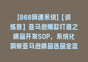 [868网课系统]【训练营】亚马逊爆款打造之精品开发SOP，系统化洞察亚马逊精品选品全流程868网课-868网课系统868网课系统