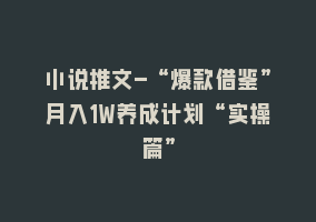 小说推文-“爆款借鉴”月入1W养成计划“实操篇”868网课-868网课系统868网课系统