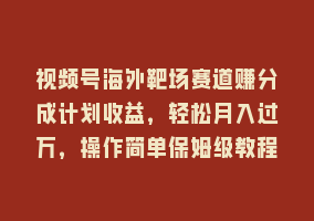 视频号海外靶场赛道赚分成计划收益，轻松月入过万，操作简单保姆级教程868网课-868网课系统868网课系统