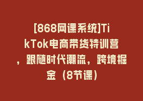 [868网课系统]TikTok电商带货特训营，跟随时代潮流，跨境掘金（8节课）868网课-868网课系统868网课系统