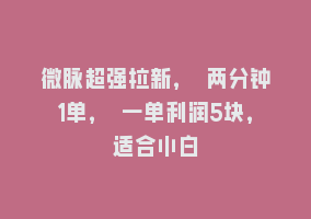 微脉超强拉新， 两分钟1单， 一单利润5块，适合小白868网课-868网课系统868网课系统