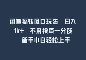 闲鱼搞钱风口玩法 日入1k+ 不用投资一分钱 新手小白轻松上手868网课-868网课系统868网课系统