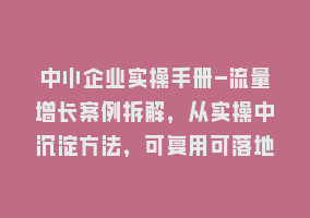 中小企业实操手册-流量增长案例拆解，从实操中沉淀方法，可复用可落地868网课-868网课系统868网课系统