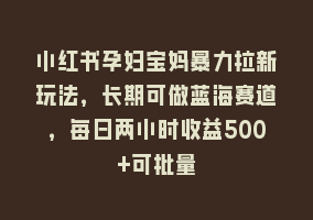 小红书孕妇宝妈暴力拉新玩法，长期可做蓝海赛道，每日两小时收益500+可批量868网课-868网课系统868网课系统