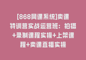 [868网课系统]卖课特训营实战运营班：拍摄+录制课程实操+上架课程+卖课直播实操868网课-868网课系统868网课系统