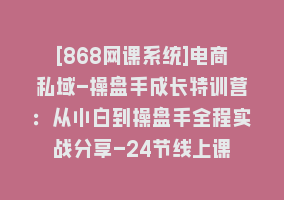 [868网课系统]电商私域-操盘手成长特训营：从小白到操盘手全程实战分享-24节线上课868网课-868网课系统868网课系统