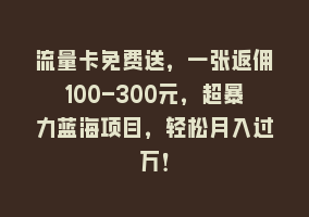 流量卡免费送，一张返佣100-300元，超暴力蓝海项目，轻松月入过万！868网课-868网课系统868网课系统