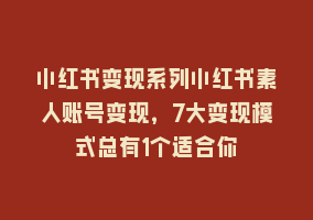 小红书变现系列小红书素人账号变现，7大变现模式总有1个适合你868网课-868网课系统868网课系统