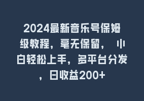 2024最新音乐号保姆级教程，毫无保留， 小白轻松上手，多平台分发，日收益200+868网课-868网课系统868网课系统