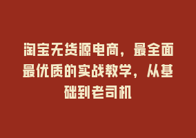 淘宝无货源电商，最全面最优质的实战教学，从基础到老司机868网课-868网课系统868网课系统