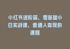 小红书进阶篇，零基础小白实战课，普通人变现的课程868网课-868网课系统868网课系统