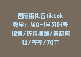 国际版抖音tiktok教学：从0-1学习账号设置/环境搭建/素材剪辑/等等/70节868网课-868网课系统868网课系统