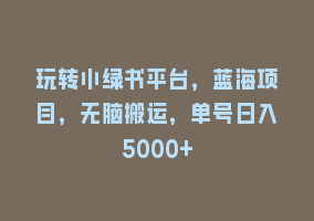 玩转小绿书平台，蓝海项目，无脑搬运，单号日入5000+868网课-868网课系统868网课系统