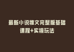 最新小说推文完整版基础课程+实操玩法868网课-868网课系统868网课系统