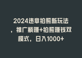 2024违章拍照新玩法，推广躺赚+拍照赚钱双模式，日入1000+868网课-868网课系统868网课系统