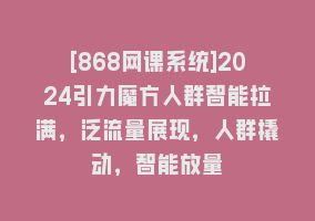 [868网课系统]2024引力魔方人群智能拉满，泛流量展现，人群撬动，智能放量868网课-868网课系统868网课系统