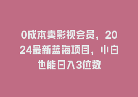 0成本卖影视会员，2024最新蓝海项目，小白也能日入3位数868网课-868网课系统868网课系统