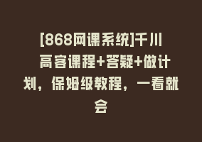 [868网课系统]千川 高客课程+答疑+做计划，保姆级教程，一看就会868网课-868网课系统868网课系统