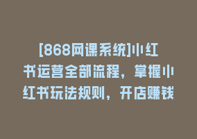 [868网课系统]小红书运营全部流程，掌握小红书玩法规则，开店赚钱868网课-868网课系统868网课系统