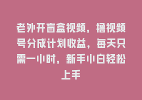 老外开盲盒视频，撸视频号分成计划收益，每天只需一小时，新手小白轻松上手868网课-868网课系统868网课系统