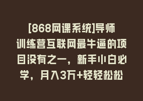 [868网课系统]导师训练营互联网最牛逼的项目没有之一，新手小白必学，月入3万+轻轻松松868网课-868网课系统868网课系统