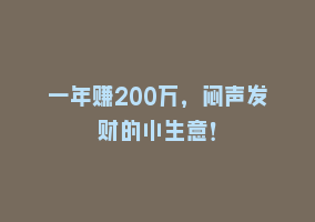 一年赚200万，闷声发财的小生意！868网课-868网课系统868网课系统