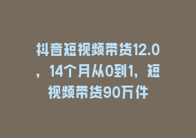 抖音短视频带货12.0，14个月从0到1，短视频带货90万件868网课-868网课系统868网课系统