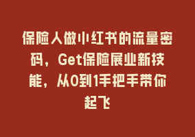 保险人做小红书的流量密码，Get保险展业新技能，从0到1手把手带你起飞868网课-868网课系统868网课系统