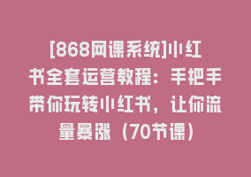 [868网课系统]小红书全套运营教程：手把手带你玩转小红书，让你流量暴涨（70节课）868网课-868网课系统868网课系统