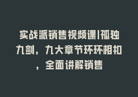 实战派销售视频课|孤独九剑，九大章节环环相扣，全面讲解销售868网课-868网课系统868网课系统