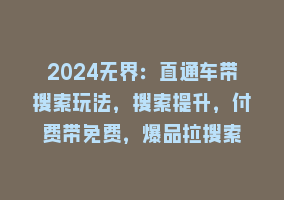 2024无界：直通车带搜索玩法，搜索提升，付费带免费，爆品拉搜索868网课-868网课系统868网课系统