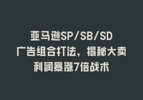 亚马逊SP/SB/SD广告组合打法，揭秘大卖利润暴涨7倍战术868网课-868网课系统868网课系统