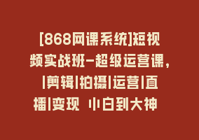 [868网课系统]短视频实战班-超级运营课，|剪辑|拍摄|运营|直播|变现 小白到大神 (30节)868网课-868网课系统868网课系统