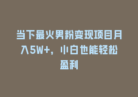 当下最火男粉变现项目月入5W+，小白也能轻松盈利868网课-868网课系统868网课系统