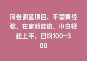 问卷调查项目，不需要经验，在家就能做，小白轻松上手，日均100-300868网课-868网课系统868网课系统