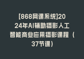 [868网课系统]2024年AI辅助摄影人工智能商业应用摄影课程（37节课）868网课-868网课系统868网课系统