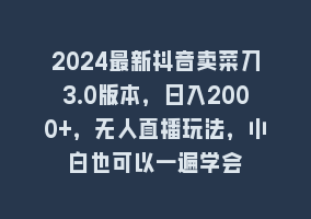 2024最新抖音卖菜刀3.0版本，日入2000+，无人直播玩法，小白也可以一遍学会868网课-868网课系统868网课系统