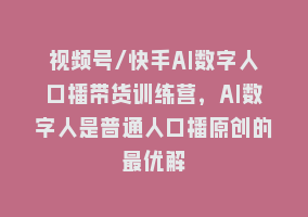 视频号/快手AI数字人口播带货训练营，AI数字人是普通人口播原创的最优解868网课-868网课系统868网课系统