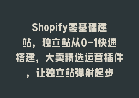 Shopify零基础建站，独立站从0-1快速搭建，大卖精选运营插件，让独立站弹射起步868网课-868网课系统868网课系统